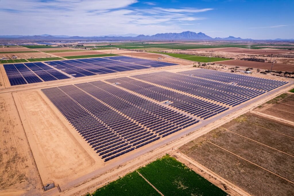 A large solar farm in Arizona showcasing renewable energy development.